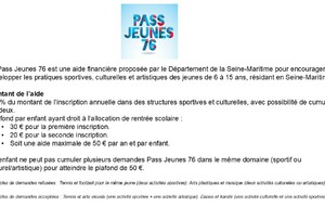 Des changements dans les aides financières pour les jeunes licenciés : Pass Jeunes 76